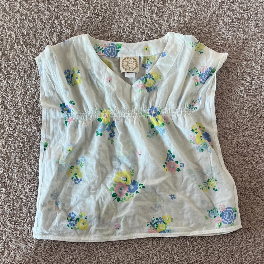 Floral Kids cover up - White with Multicolor Flowers
